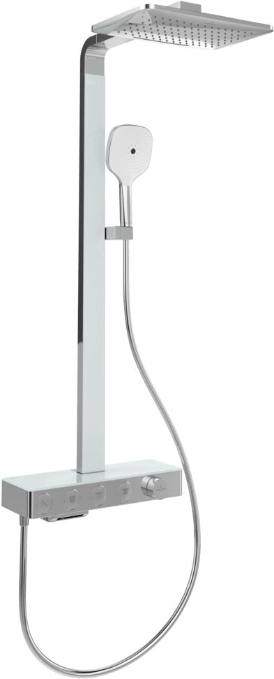 Villeroy & Boch Duschsystem Infinity Showers TVS1100 – Eckig, Chrom, mit Thermostat und Glasablage