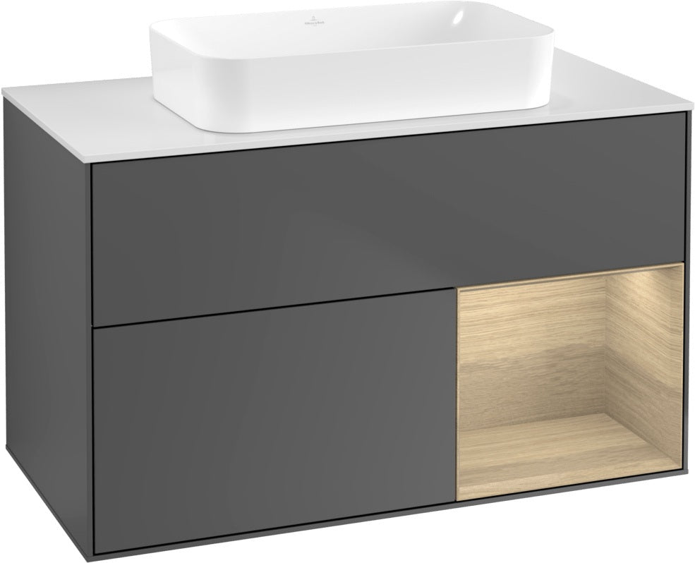 Villeroy & Boch Finion Waschtischunterschrank 1000 mm Glossy White Lacquer mit LED-Beleuchtung