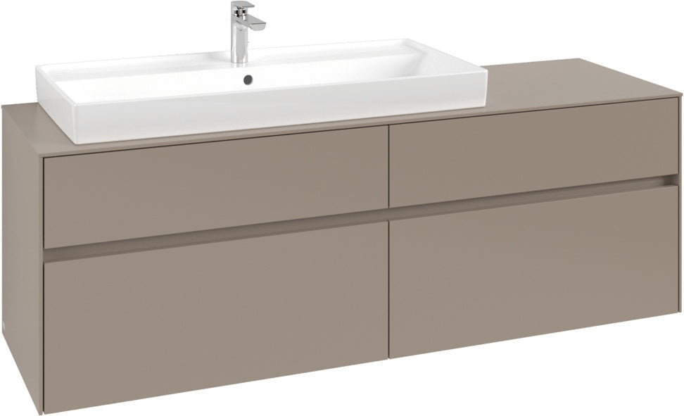 Villeroy & Boch Waschtischunterschrank Collaro C029 B0 1600x548x500mm Eckig Taupe mit Beleuchtung & SoftClosing