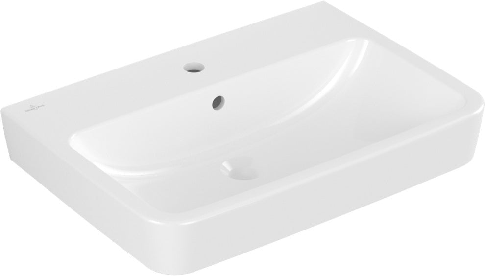 Villeroy & Boch O.novo Wandwaschbecken 650x460 mm Weiß Alpin – Eckige Sanitärkeramik mit Überlauf