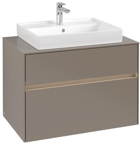 Villeroy & Boch Collaro Waschtischunterschrank 800 mm Truffle Grey mit LED-Beleuchtung und 2 Auszügen