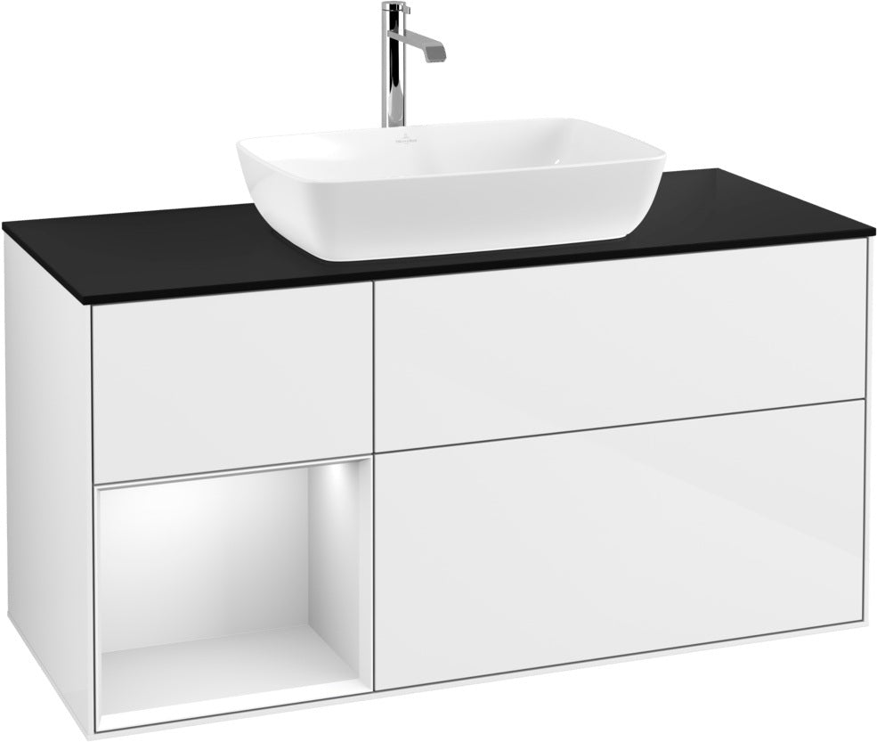 Villeroy & Boch Finion Waschtischunterschrank 1200 mm Glossy White Lacquer mit Beleuchtung