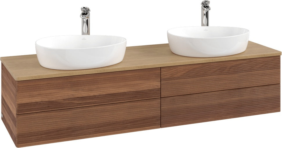 Villeroy & Boch Antao Waschtischunterschrank 1600 mm Warm Walnut mit 4 Auszügen und Beleuchtung