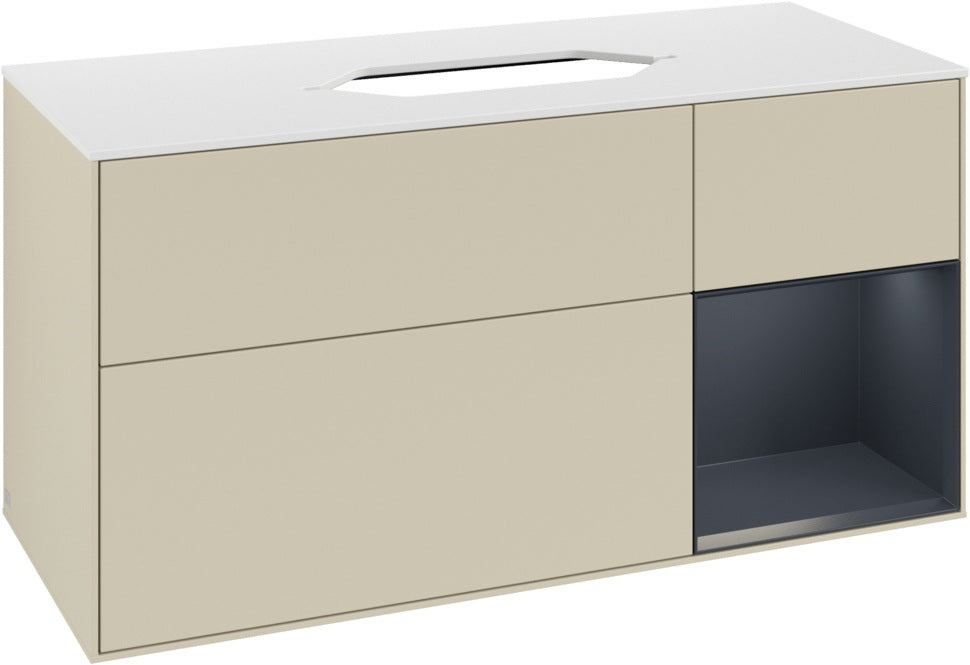 Villeroy & Boch Finion Waschtischunterschrank G711G Black Matt Lacquer 1200 mm mit Beleuchtung