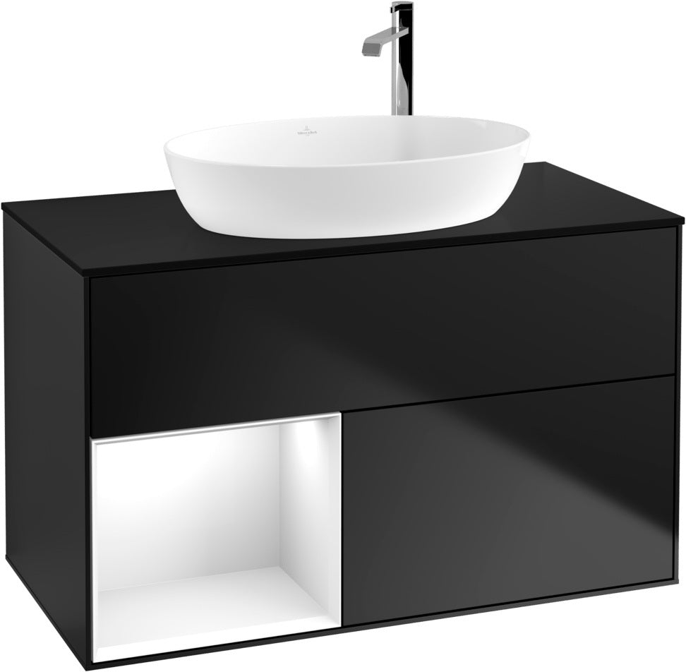Villeroy & Boch Finion Waschbeckenunterschrank G892G 1000 mm Glossy White Lacquer mit Beleuchtung