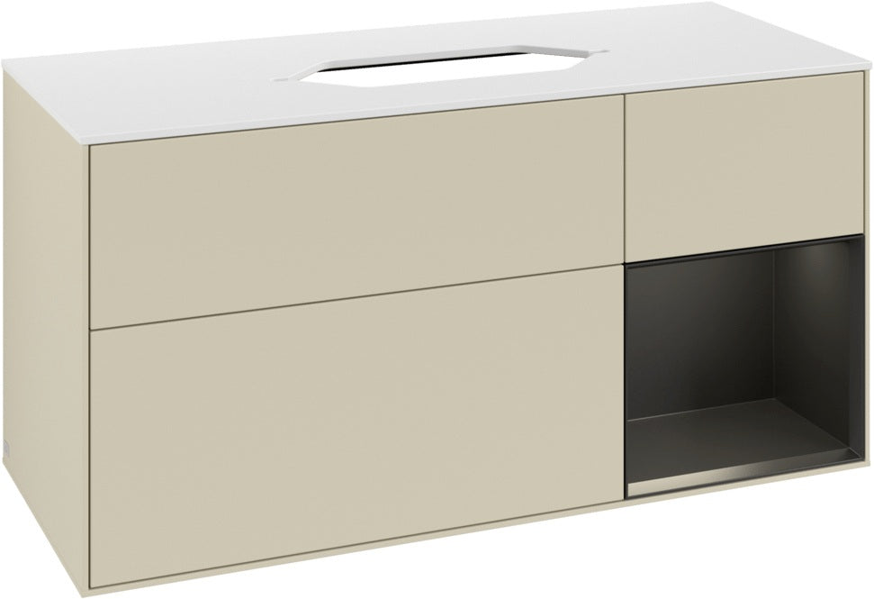 Villeroy & Boch Finion Waschtischunterschrank G711G Black Matt Lacquer 1200 mm mit Beleuchtung