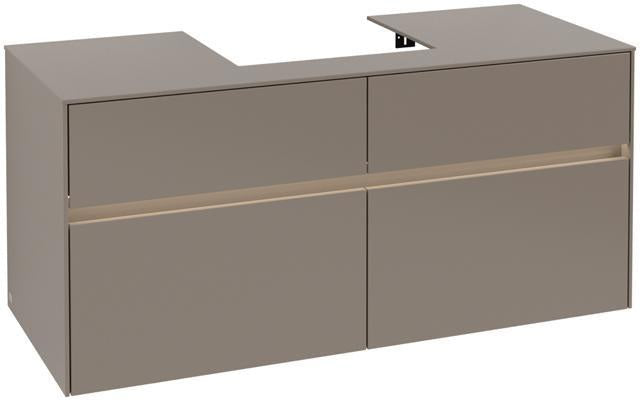 Villeroy & Boch Collaro Waschtischunterbau 1200 mm mit LED-Beleuchtung und 4 Auszügen in Truffle Grey