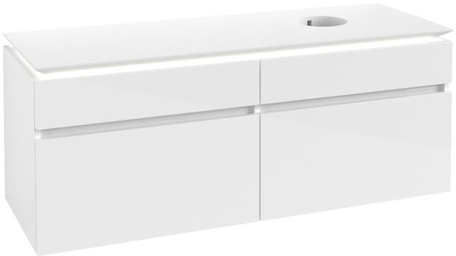 Villeroy & Boch Legato Waschtischunterschrank 1400 mm mit LED-Beleuchtung und 4 Auszügen – Glossy White
