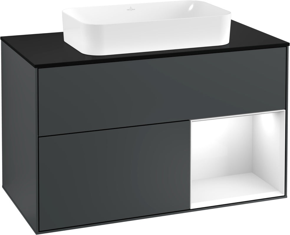 Villeroy & Boch Waschtischunterschrank Finion F252G 1000 mm Glossy White Lacquer mit LED-Beleuchtung