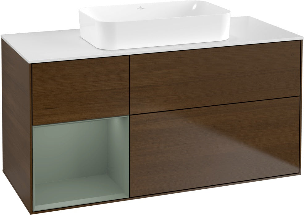 Villeroy & Boch Finion Waschbeckenunterschrank 1200 mm Walnut Veneer mit Beleuchtung