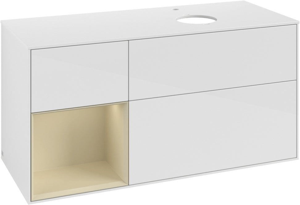 Villeroy & Boch Finion Waschbeckenunterschrank 1200 mm Glossy White Lacquer mit Beleuchtung