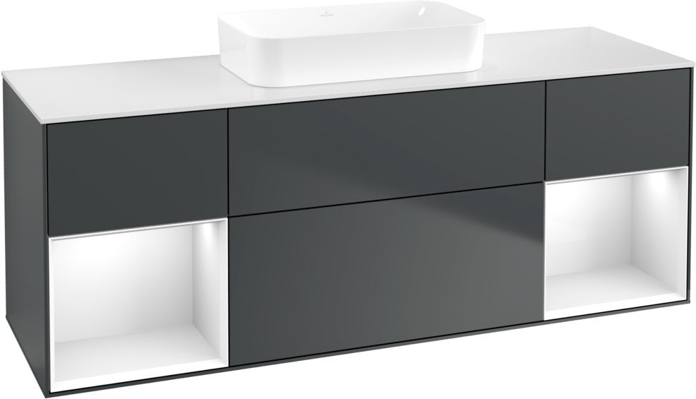 Villeroy & Boch Finion Waschtischunterschrank 1600 mm Glossy White Lacquer mit Beleuchtung
