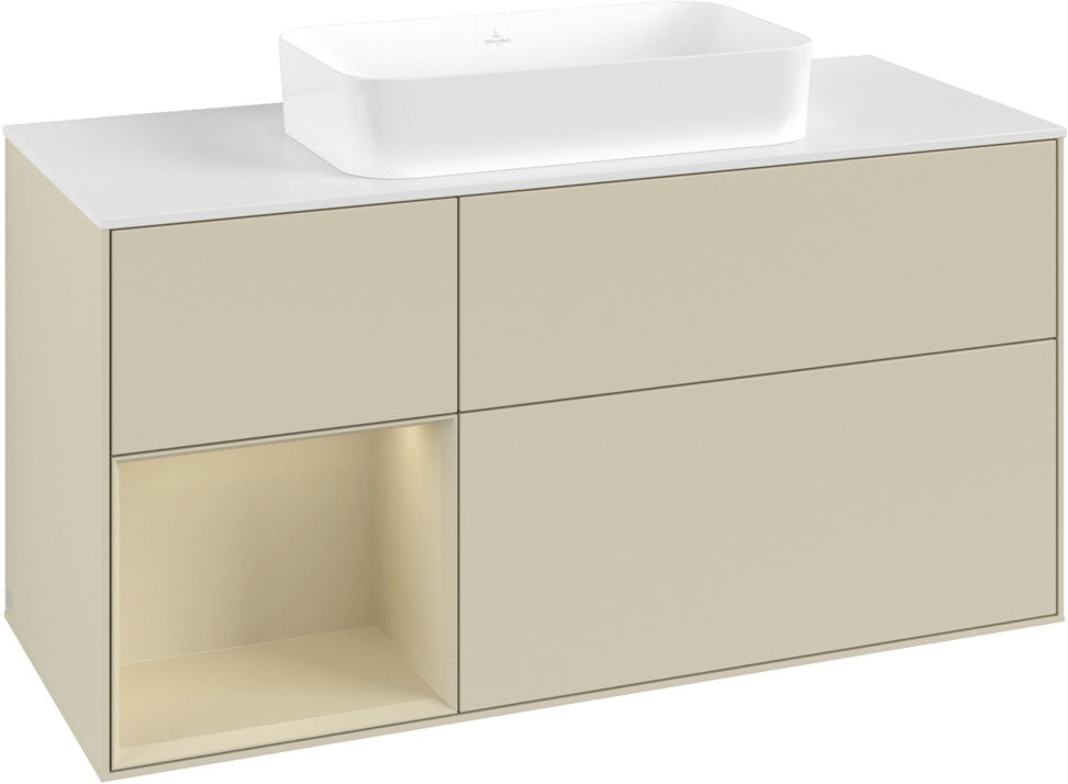 Villeroy & Boch Finion Waschbeckenunterschrank 1200 mm Walnut Veneer mit Beleuchtung