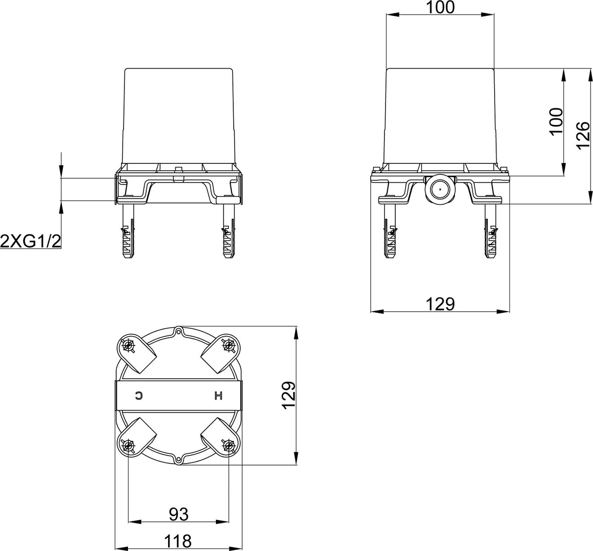Villeroy & Boch Bodenbefestigung Universal Taps & Fittings TVC00046500000 für Standarmaturen, Chrom