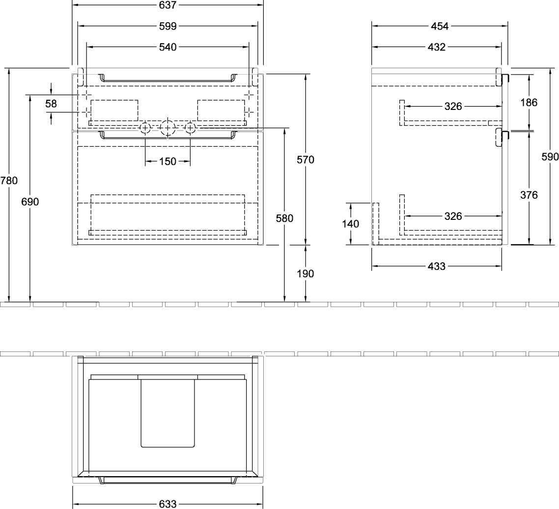 Villeroy & Boch Subway 2.0 Waschbeckenunterschrank A91010 Arizona Oak 637 mm