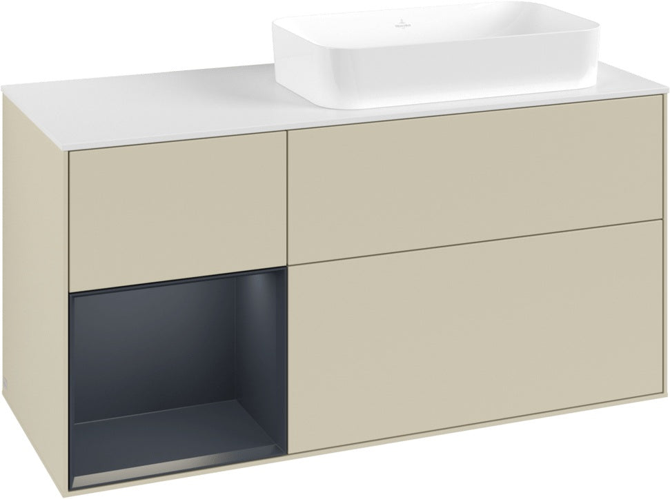 Villeroy & Boch Finion Waschtischunterschrank 1200 mm Glossy White mit Beleuchtung