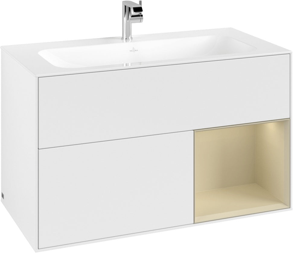 Villeroy & Boch Finion Waschtischunterschrank 996 mm Glossy White Lacquer mit LED-Beleuchtung