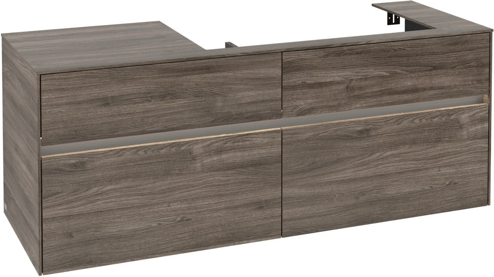 Villeroy & Boch Collaro Waschtischunterschrank 1400 mm mit LED-Beleuchtung und 4 Auszügen