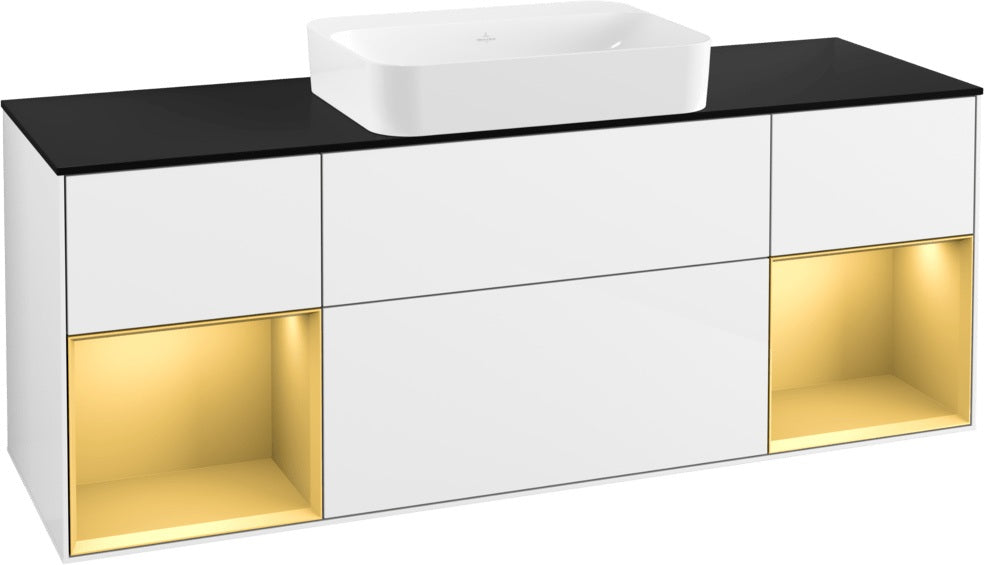 Villeroy & Boch Finion Waschbeckenunterschrank 1600 mm Glossy White Lacquer mit Beleuchtung