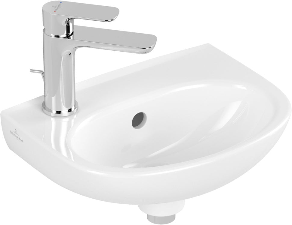 Villeroy & Boch Handwaschbecken O.novo 43403L 360x275 mm Weiß Alpin Oval Hahnloch links