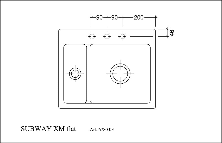 Villeroy & Boch Subway 60 XM flat Einbauspüle Ebony CeramicPlus, flächenbündig, 585 mm