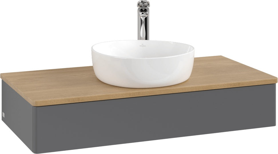 Villeroy & Boch Waschbeckenunterschrank Antao 1000 mm Anthrazit Matt Lack mit Beleuchtung