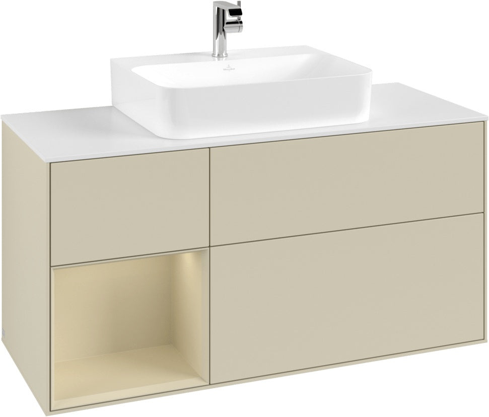 Villeroy & Boch Finion Waschtischunterschrank G161G 1200 mm Glossy White Lacquer mit LED-Beleuchtung