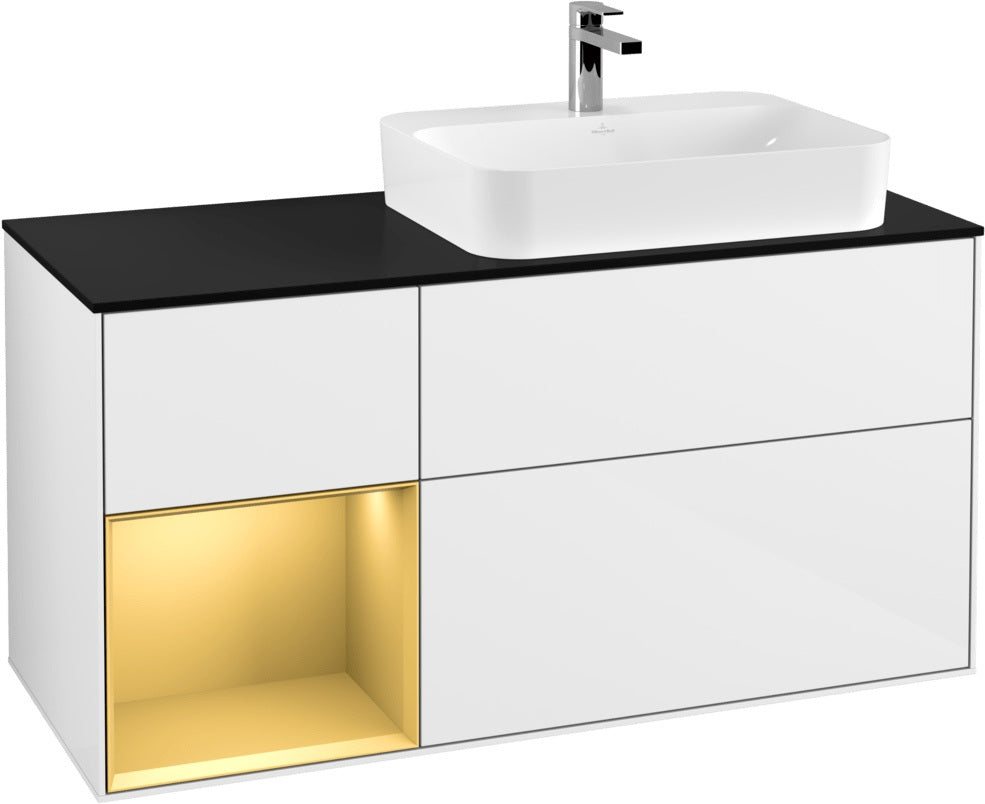 Villeroy & Boch Finion Waschbeckenunterschrank 1200 mm Glossy White Lacquer mit Beleuchtung