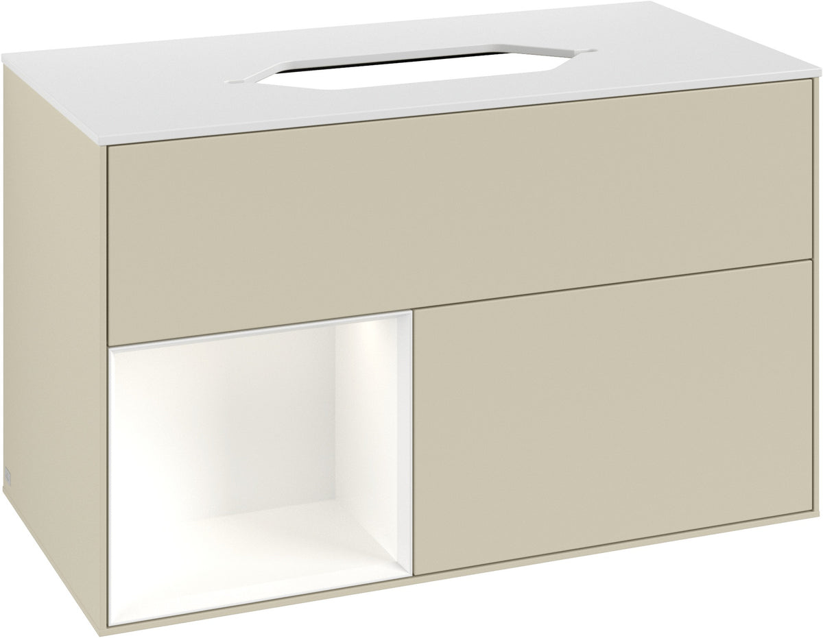 Villeroy & Boch Finion Waschtischunterschrank 1000 mm Glossy White Lacquer – mit LED-Beleuchtung & SoftClosing