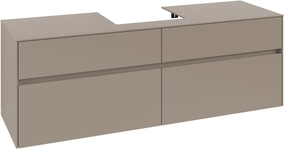 Villeroy & Boch Waschtischunterschrank Collaro C077 B0 1600 mm Taupe mit Beleuchtung und SoftClosing