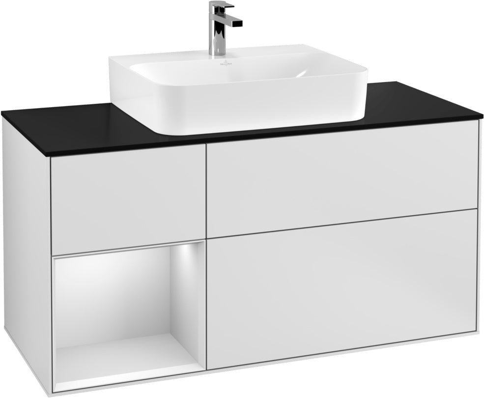 Villeroy & Boch Finion Waschbeckenunterschrank 1200 mm Glossy White mit Beleuchtung