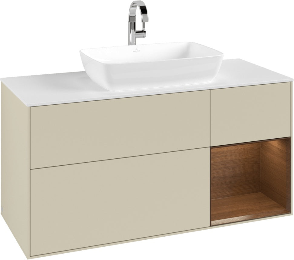Villeroy & Boch Waschtischunterschrank Finion G831G 1200 mm Glossy White Lacquer mit Beleuchtung