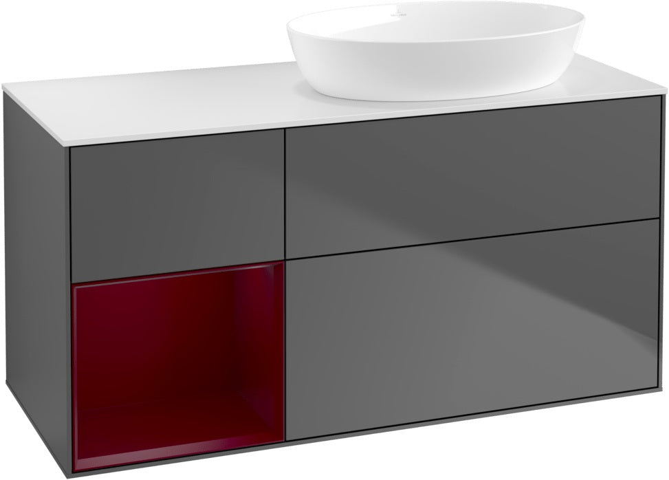 Villeroy & Boch Finion Waschtischunterschrank 1200 mm Glossy White Lacquer mit Beleuchtung