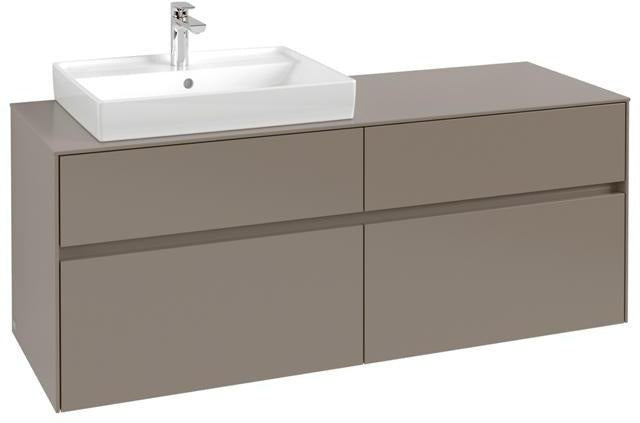 Villeroy & Boch Collaro Waschtischunterschrank 1400 mm Soft Grey mit 4 Auszügen und Becken links