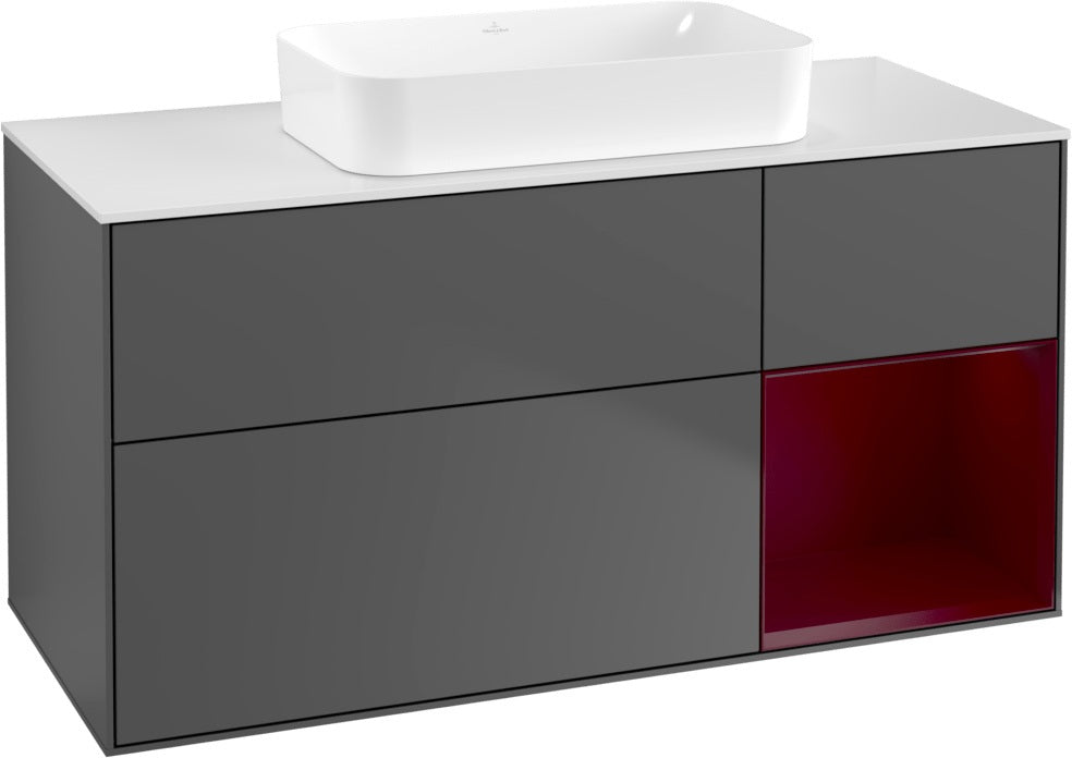 Villeroy & Boch Finion Waschtischunterschrank G711G Black Matt Lacquer 1200 mm mit Beleuchtung