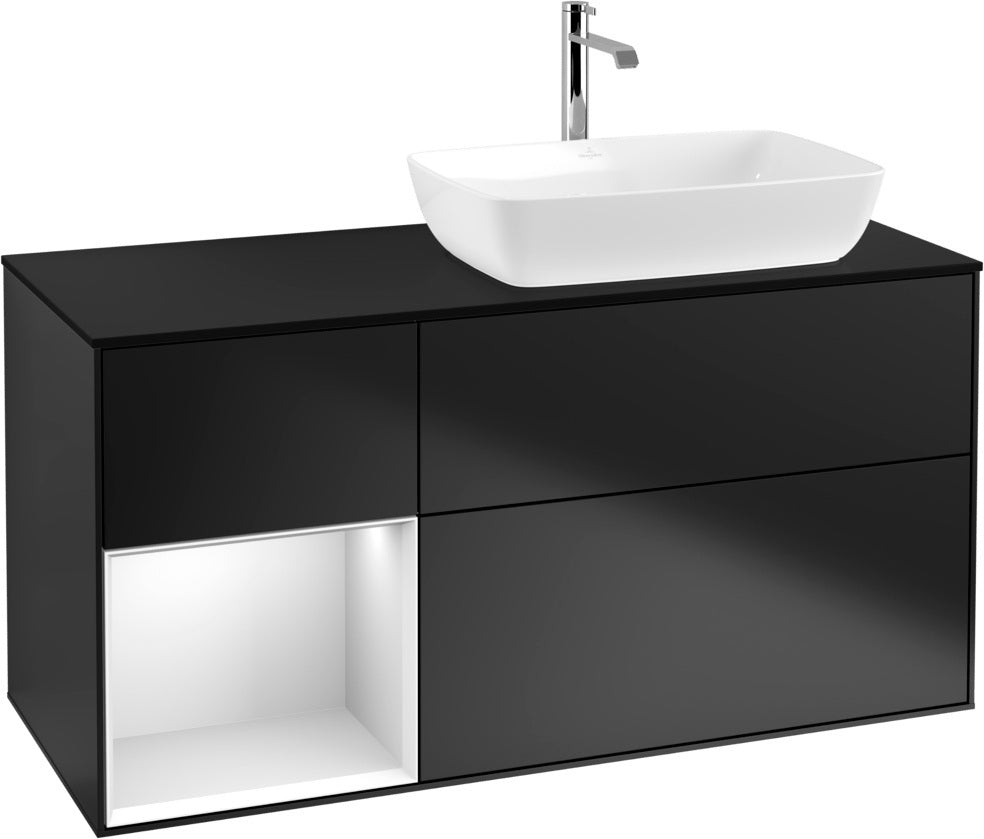 Villeroy & Boch Finion Waschtischunterschrank 1200 mm Glossy White Lacquer mit Beleuchtung