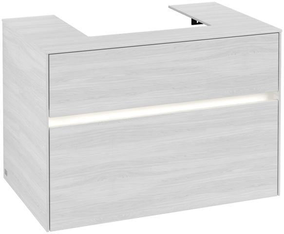 Villeroy & Boch Collaro Waschtischunterschrank 800 mm mit LED-Beleuchtung und 2 Auszügen in White Wood