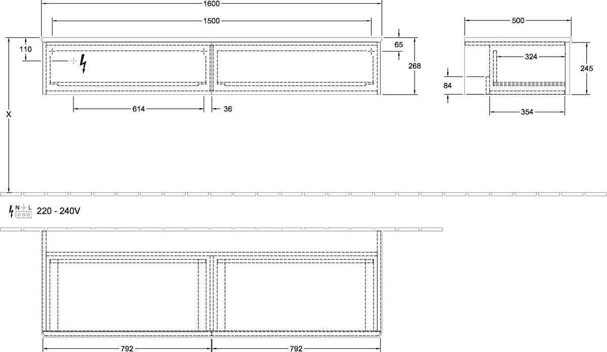 Villeroy & Boch Antao Sideboard 1600 mm mit LED-Auszugsbeleuchtung und SoftClosing