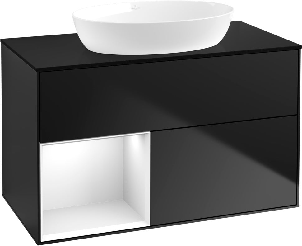 Villeroy & Boch Finion Waschtischunterschrank 1000 mm Glossy White Lacquer mit Beleuchtung