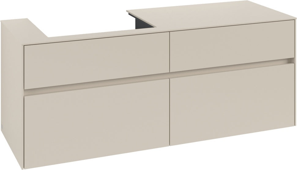 Villeroy & Boch Waschbeckenunterschrank Collaro C085 B0 1400 mm Cashmere Grey mit Beleuchtung