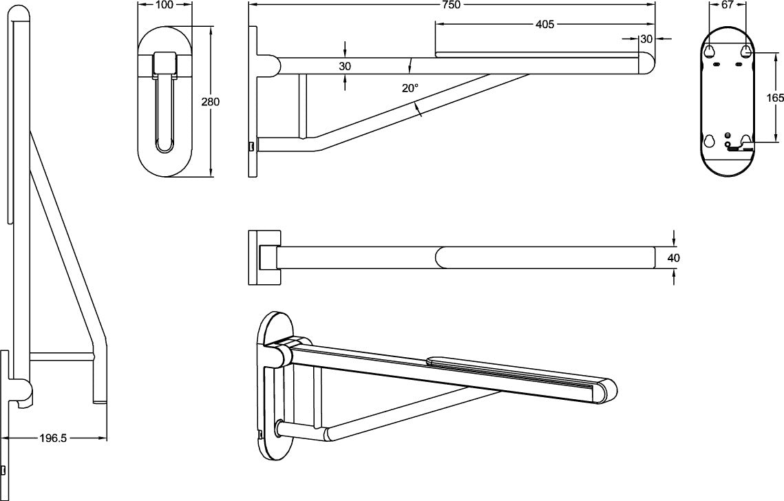 Villeroy & Boch ViCare Klappgriff 921717 – Stützgriff 750 mm, verchromt, Wandmontage, 130 kg