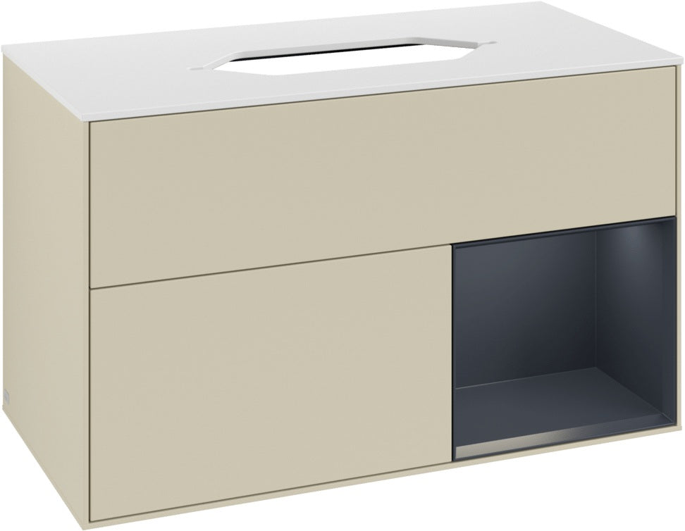 Villeroy & Boch Finion Waschbeckenunterschrank 1000 mm Silk Grey Matt mit Beleuchtung