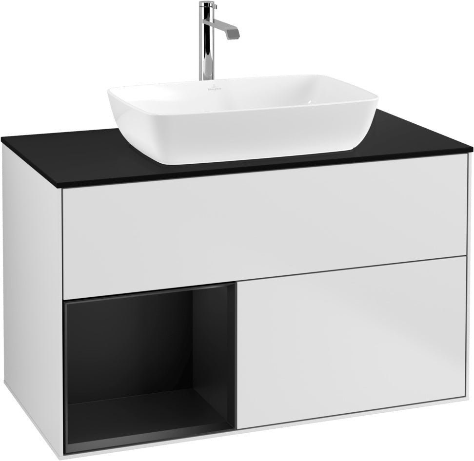 Villeroy & Boch Finion Waschbeckenunterschrank Glossy White mit Beleuchtung, 1000 mm