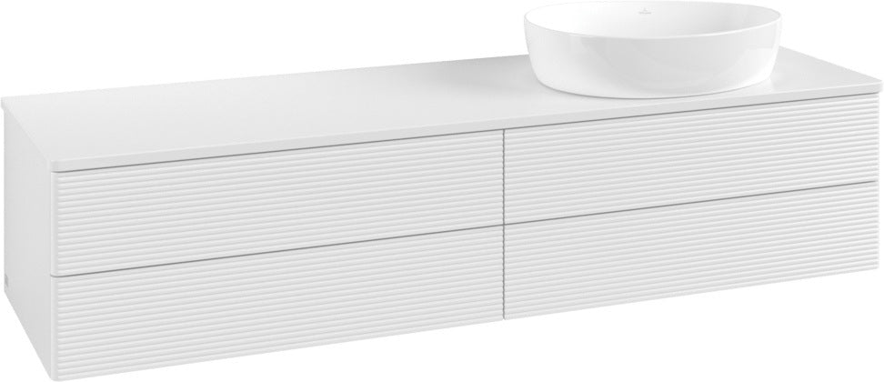 Villeroy & Boch Waschtischunterschrank Antao 1600 mm Glossy White Lacquer mit 4 Auszügen und LED-Beleuchtung