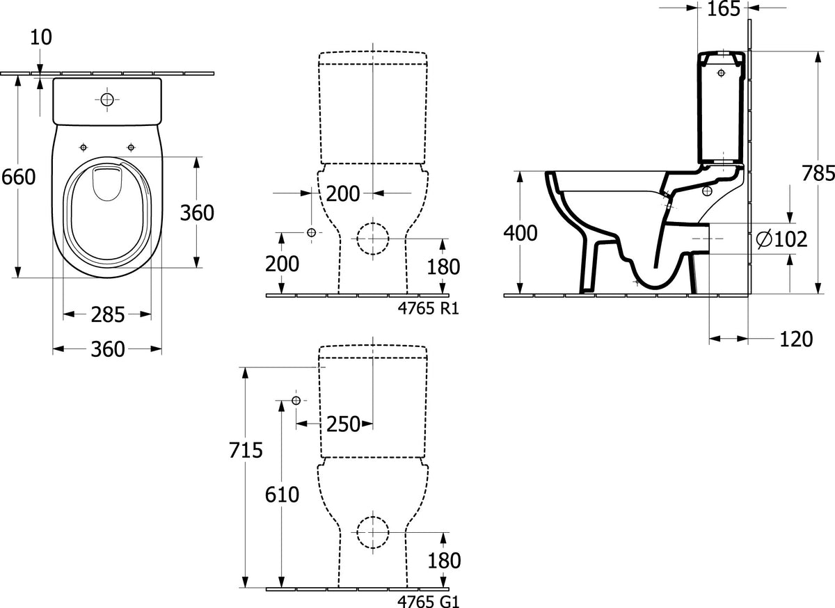 Villeroy & Boch O.novo Tiefspül-WC 5661C1 360x635mm Rund Weiß Alpin