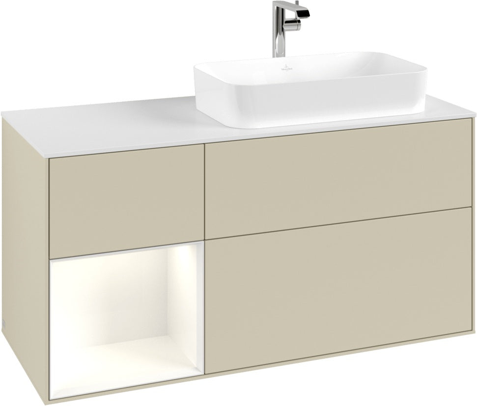 Villeroy & Boch Finion Waschbeckenunterschrank 1200 mm Glossy White Lacquer mit LED-Beleuchtung