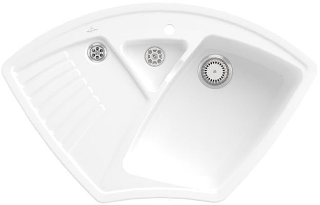 Villeroy & Boch Eckspüle Arena Eck 975x625mm Ivory CeramicPlus mit Ablaufgarnitur