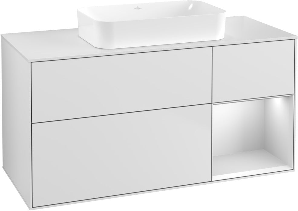 Villeroy & Boch Finion Waschtischunterschrank G711G Black Matt Lacquer 1200 mm mit Beleuchtung