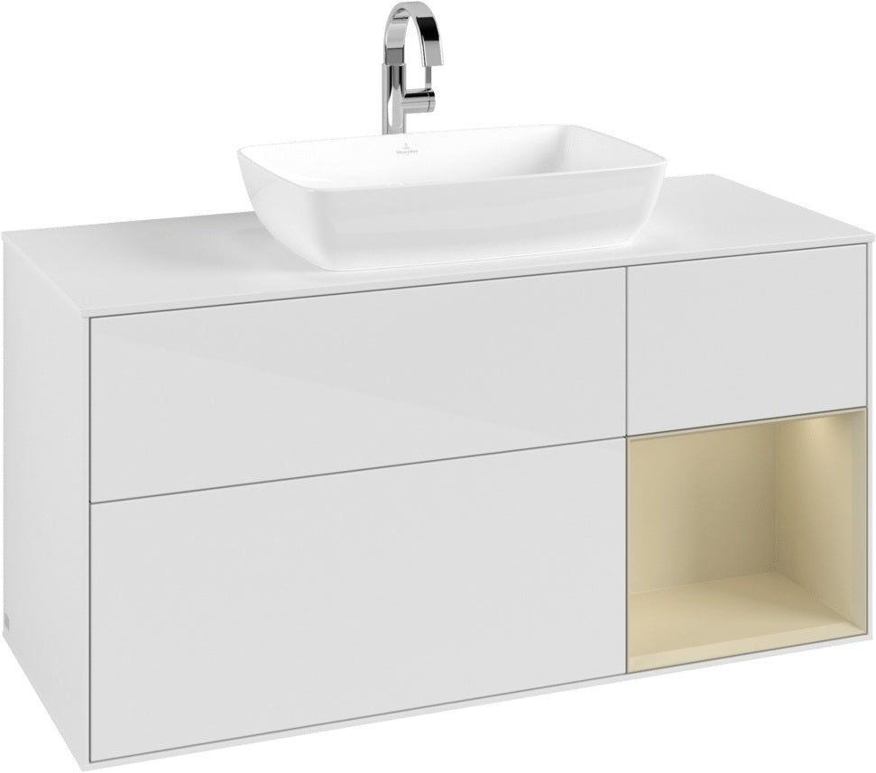 Villeroy & Boch Waschtischunterschrank Finion G831G 1200 mm Glossy White Lacquer mit Beleuchtung