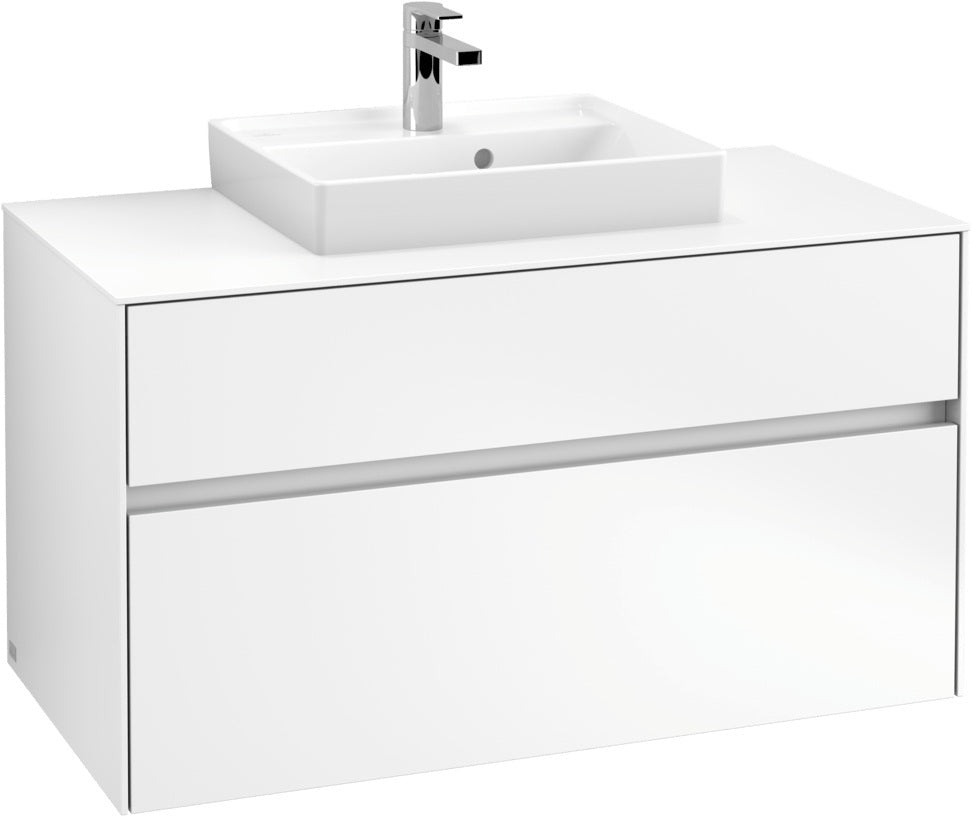 Villeroy & Boch Collaro Waschtischunterschrank 1000 mm White Matt – Eckig, 2 Auszüge, SoftClosing
